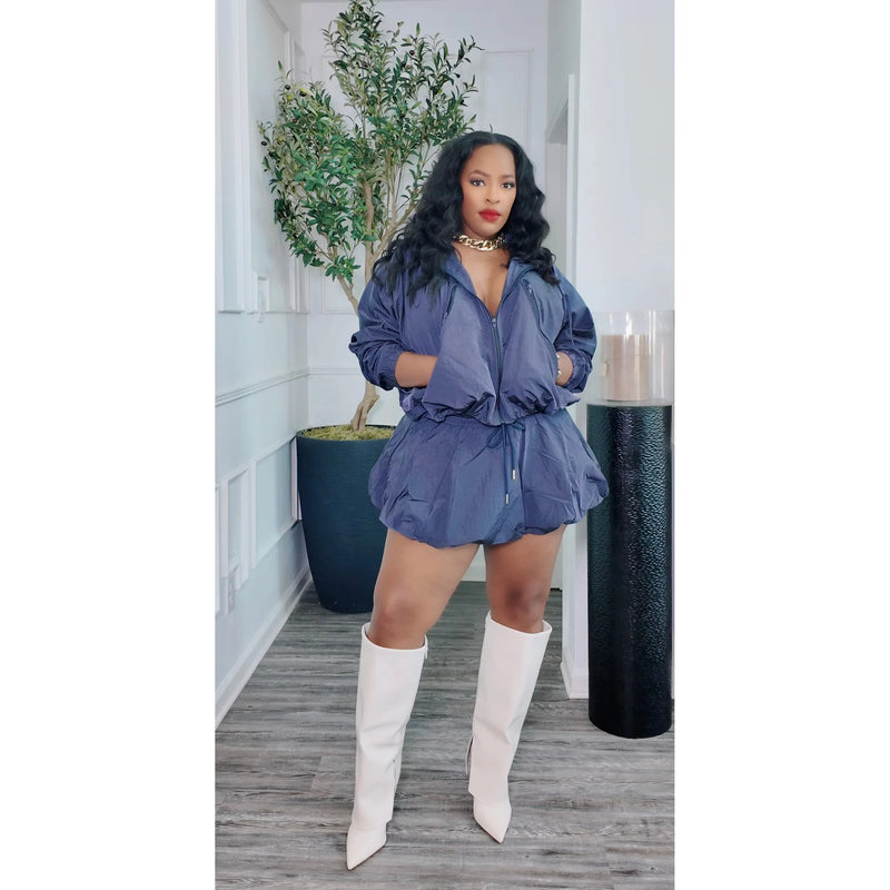 Bubble Windbreaker Set Charcoal/Navy