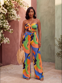 SUMMER ABSTRACT PANTS SET