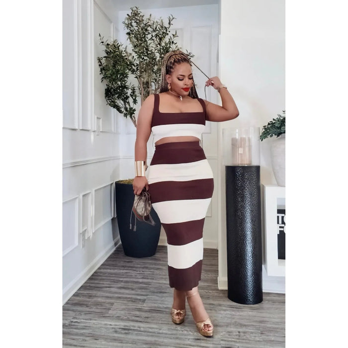 CHOCOLATE STRIPE KNIT SET