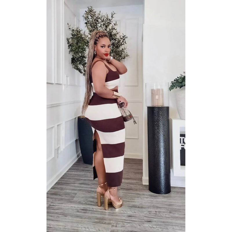 CHOCOLATE STRIPE KNIT SET