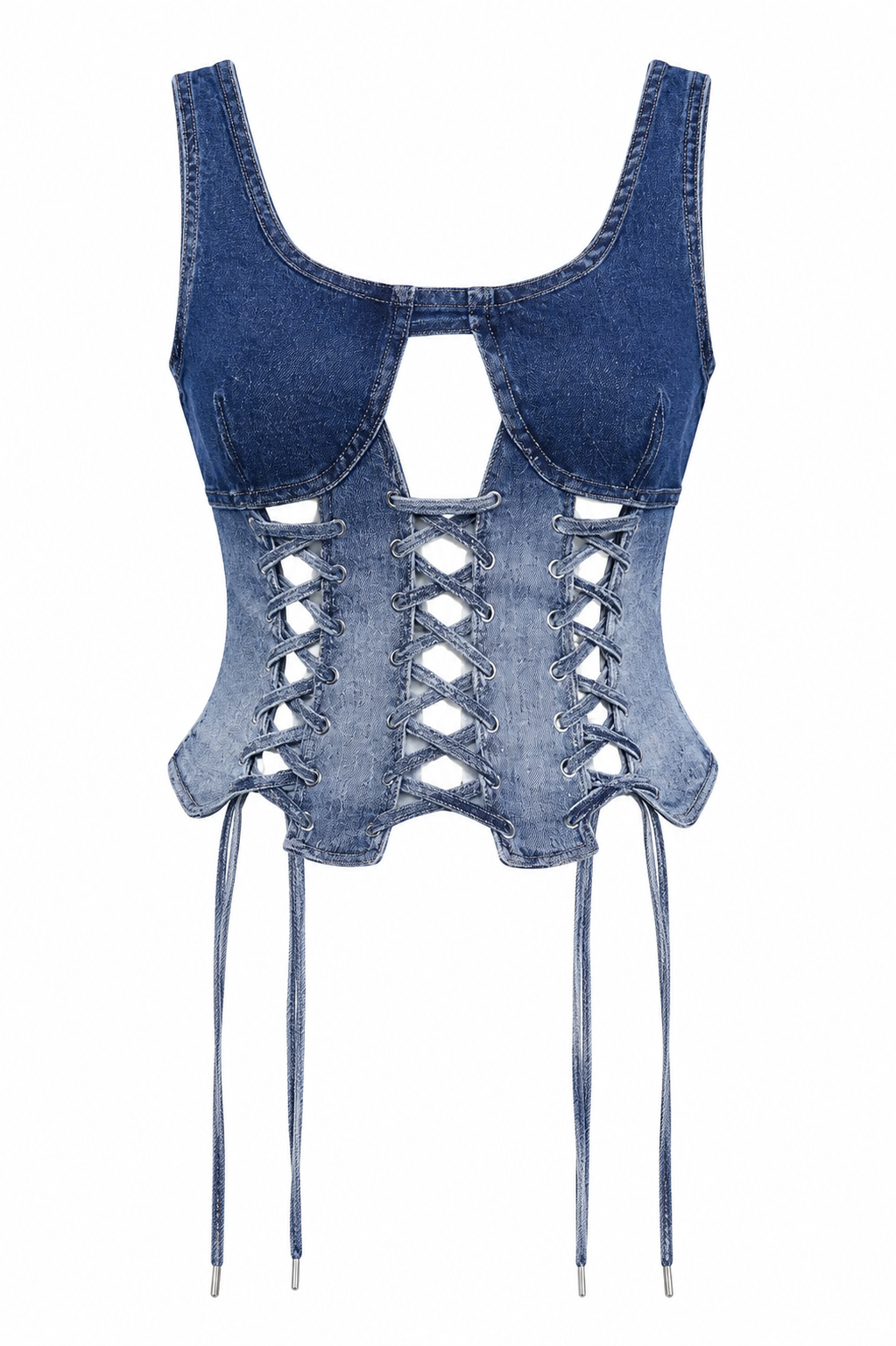 Lace-Up Denim Corset Top