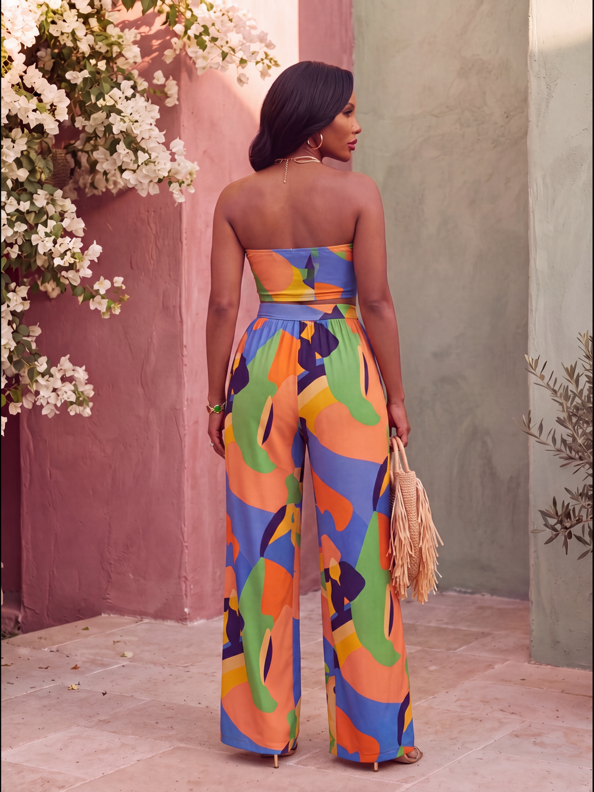 SUMMER ABSTRACT PANTS SET