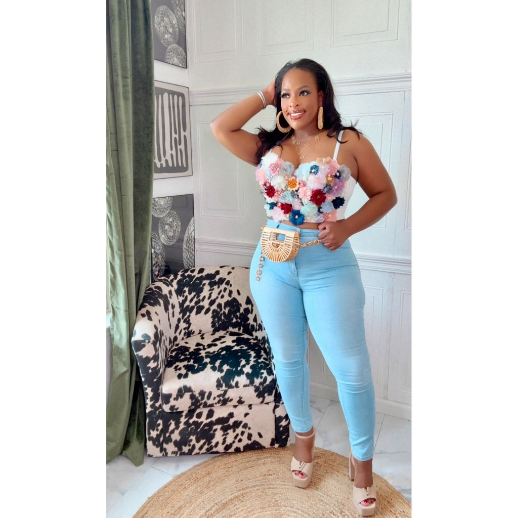 3D FLORAL BUSTIER
