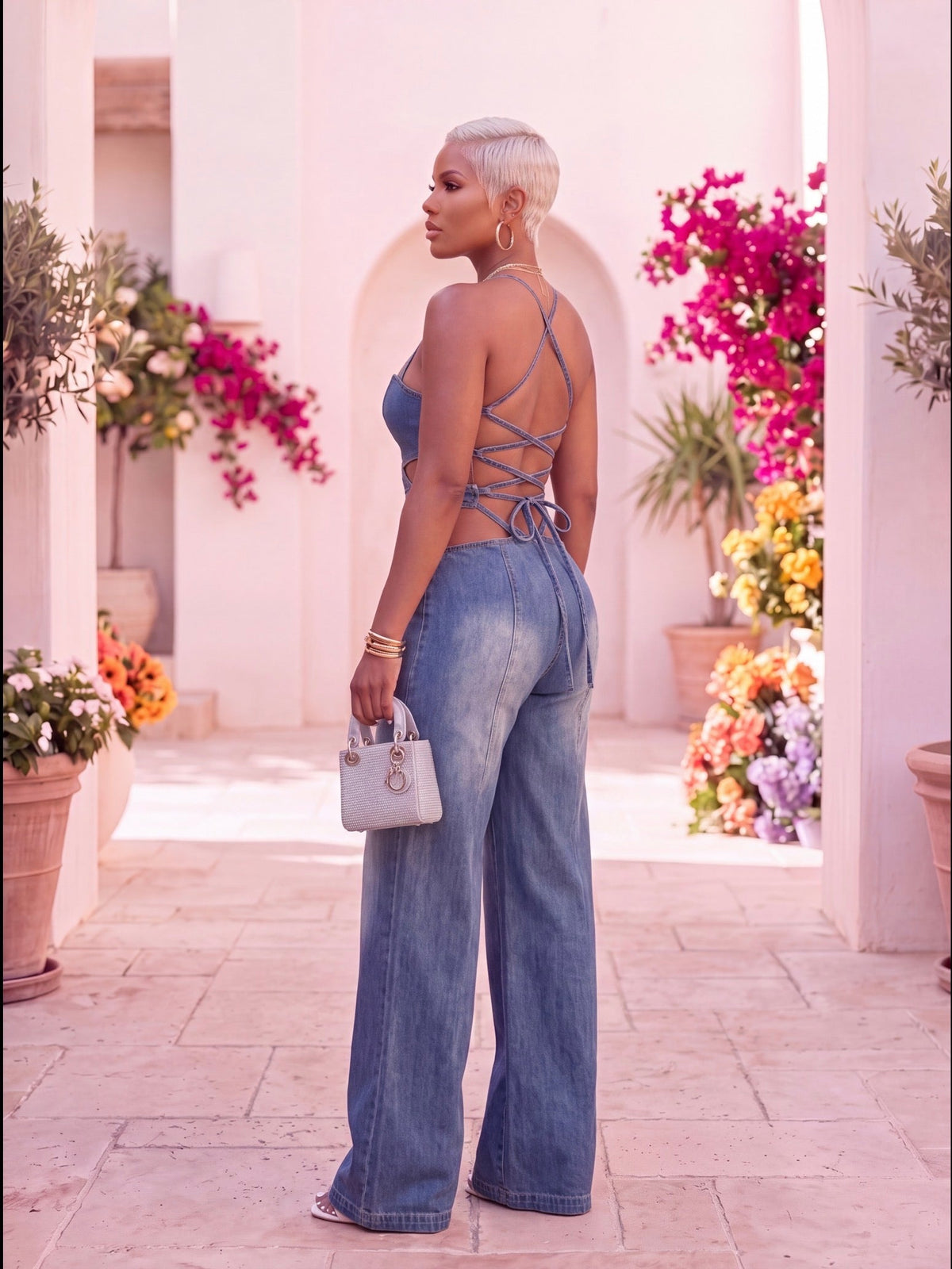 Cutout Denim Jumpsuit