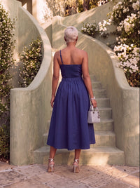 Flower Midi Dress - Navy