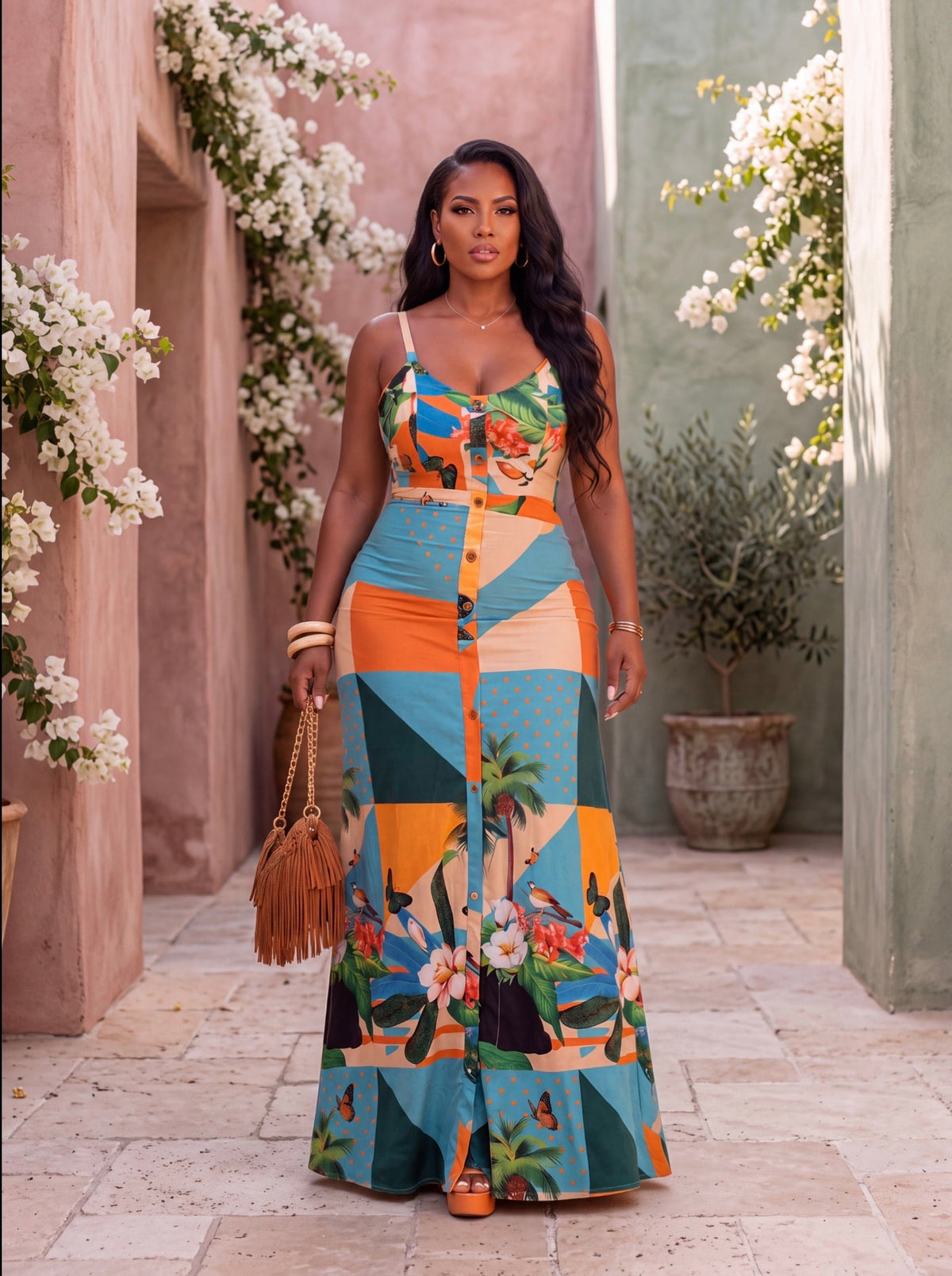 BOHO COLOR BLOCK MAXI