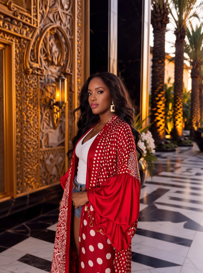 RED PAISLEY & POLKA DOT KIMONO | SHIPS OUT BY 6/29